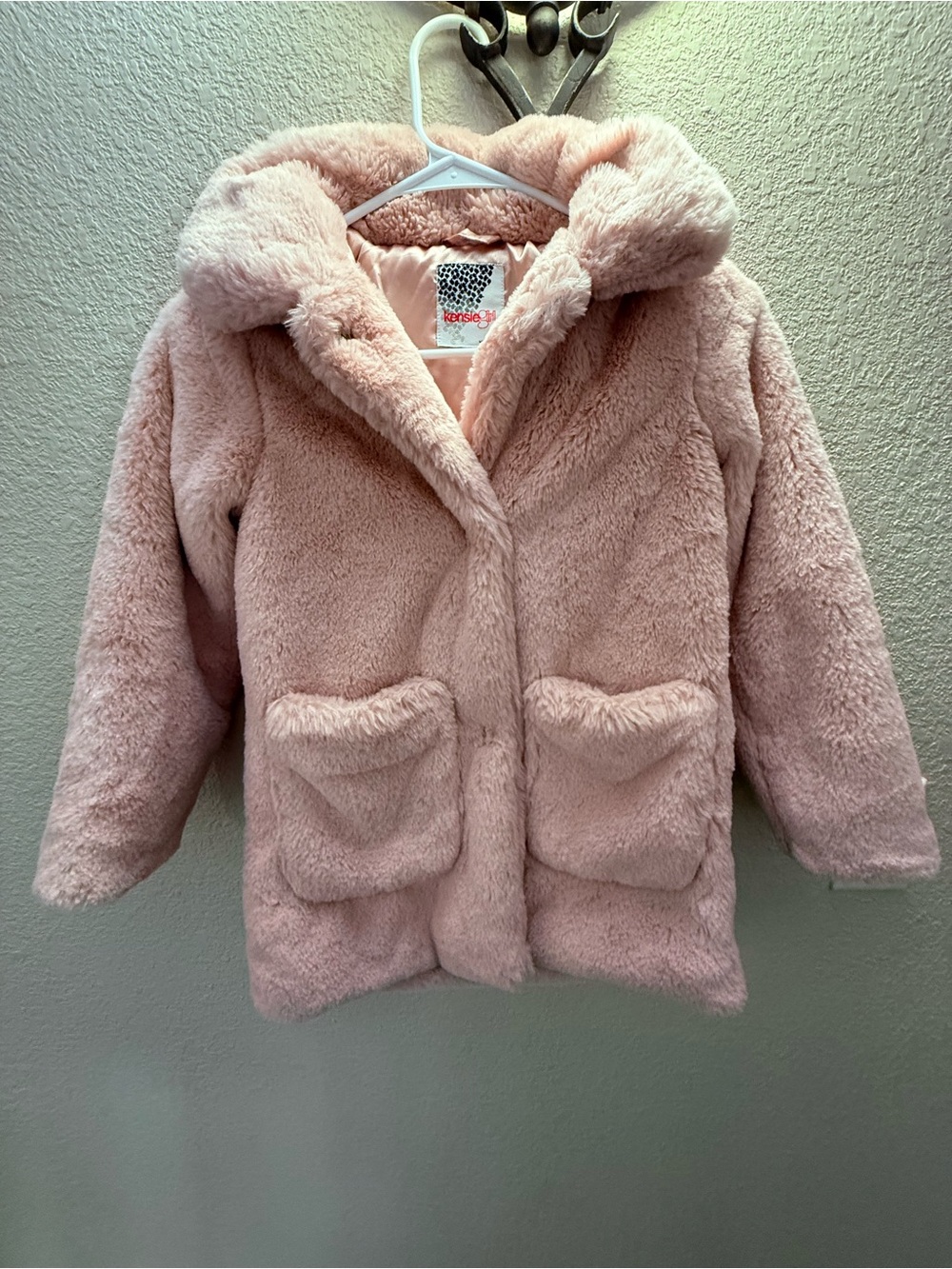 Kensie Girl Plush Light Pink Hooded Puffer Coat